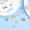 8 Pairs 8 Colors Real 18K Gold Plated Enamel Hoop Earrings with Clear Cubic Zirconia EJEW-AN0001-97-7