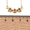 Brass Glass Triple Star Pendant Necklaces KK-CBAB173-03G-08-5