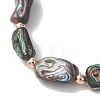 Natural Abalone Shell/Paua Shell Beads Stretch Bracelets for Women Men BJEW-JB13544-3