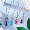  DIY Natural & Synthetic Mixed Gemstone Bullet Pendant Necklace Making Kit DIY-TA0004-91-15