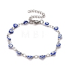 Enamel Heart with Evil Eye Link Chains Bracelet BJEW-P271-07P-04-1