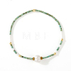 Imitation Pearl Round and Glass Seed Beaded Stretch Bracelets for Women ZU0307-2