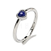 Heart Natural Lapis Lazuli Adjustable Rings RJEW-Q818-02P-03-2