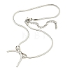 Non-Tarnish 304 Stainless Steel Flat Snake Chain Bowknot Pendant Necklaces NJEW-Z041-07P-1