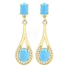 Rack Plating Teardrop Brass Pave Clear Cubic Zirconia Stud Earrings for Women EJEW-Z059-08G-1