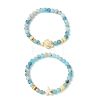 Natural Weathered Agate & Synthetic Turquoise Beaded Stretch Bracelets Set for Women Men BJEW-JB13760-02-3
