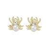 Alloy & ABS Plastic Pearl & Rhinestone Pendants Spider Charms PL-CBA5609-02G-B-1