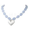 Acrylic Heart Pendant Oval Imitation Gemstone Beaded Necklaces for Women NJEW-JN06479-02-3