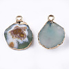 Electroplate Natural Agate Pendants G-T112-18F-2