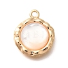 Brass Pave Natural White Shell Pendants KK-B127-10G-1