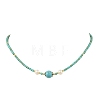 Synthetic Turquoise Round and Natural Cultured Freshwater Pearl Beaded Necklaces NJEW-JN06554-01-2