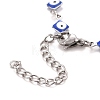 Enamel Rhombus with Evil Eye Link Chains Bracelet BJEW-P271-03P-03-3