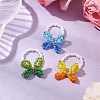 3Pcs 3 Colors Butterfly Glass Seed Beaded Stretch Finger Rings for Women RJEW-TA00150-2