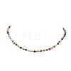 4MM Dyed Faceted Round Natural Agate Beaded Necklaces NJEW-JN05692-2