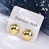 Half Round 304 Stainless Steel Stud Earrings EJEW-A125-80G-G-3