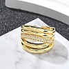 Rack Plating Brass Micro Pave Cubic Zirconia Open Cuff Finger Rings for Women RJEW-M028-81G-3