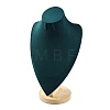 Bust Shaped Microfiber & Wood Jewelry Necklace & Earrings Display Stands NDIS-H042-01C-01-1