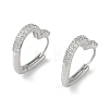 Clear Cubic Zirconia Heart Hoop Earrings EJEW-L292-010P-1