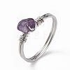 Natural Amethyst Chips Finger Ring RJEW-L082-03P-05-2