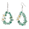 Natural Green AventurineFlower Dangle Earrings EJEW-JE06802-01-3