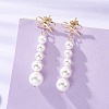 Shell Pearl Bowknot with Round Tassel Stud Earrings EJEW-JE06849-1