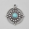 Tibetan Style Alloy Pave Synthetic Turquoise Pendants PALLOY-CJC0025-01AS-J-1