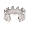 304 Stainless Steel Leaf Open Cuff Ring for Women RJEW-C025-03P-2