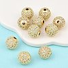 Round Brass Micro Pave Cubic Zirconia Beads ZIRC-N016-01G-10mm-2