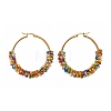 Glass Seed Beaded Hoop Earrings for Girl Women EJEW-JE04614-5