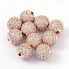 Round Brass Micro Pave Cubic Zirconia Beads ZIRC-D003-2-2