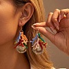 Alloy Resin Shell Shape & Coral Dangle Earrings for Women WGCFA9C-01-1