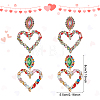 2 Pairs 2 Colors Rhinestone Hollow Out Heart Dangle Stud Earrings EJEW-FI0001-13-2