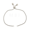 Non-Tarnish Adjustable 304 Stainless Steel Box Chain Slider Bracelet Making MAK-L038-001P-04-2