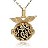 Golden Tone Brass Hollow Round Cage Pendants KK-J230-01G-1