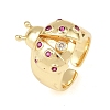 Ladybug Brass Micro Pave Cubic Zirconia Cuff Rings for Women RJEW-A088-09B-G-4