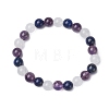 Round Natural Lapis Lazuli Beads Stretch Bracelets for Women BJEW-TA00568-03-2