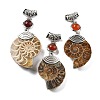 Natural Carnelian Fossil Snail Pendants G-F062-15-1