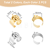 Unicraftale 4Pcs 2 Colors Titanium Steel Open Cuff Rings Set for Lovers RJEW-UN0002-94-3