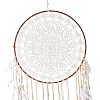 Handmade Round Cotton Woven Net/Web with Feather Wall Hanging Decoration HJEW-G015-02A-3