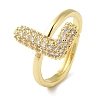 Rack Plating Letter Brass Micro Pave Clear Cubic Zirconia Adjustable Rings for Women KK-S391-03G-L-2