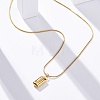 304 Stainless Steel Rectangle Pendant Snake Chain Necklaces for Women Men EJEW-Z044-02G-4