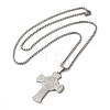 Non-Tarnish Saint Christopher Cross 304 Stainless Steel Box Chain Pendant Necklaces for Women and Men NJEW-F324-01P-2