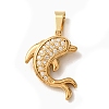 304 Stainless Steel Micro Pave Clear Cubic Zirconia Pendants CU-CBA703A-01G-06-1