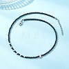 Brass and Faceted Round Natural Black Spinel Beaded Necklaces for Women NJEW-JN05657-02-2