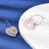 Natural Rose Quartz & 304 Stainless Steel Hoop Earrings for Women EJEW-G475-04P-05-3