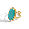 304 Stainless Steel with Synthetic Turquoise Cuff Open Rings ZU0108-5