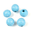 Christmas Spray Painted Schima Wood Beads WOOD-T032-35D-1