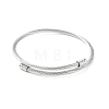 304 Stainless Steel Open Cuff Bangle with Oval Beaded BJEW-C031-01P-3