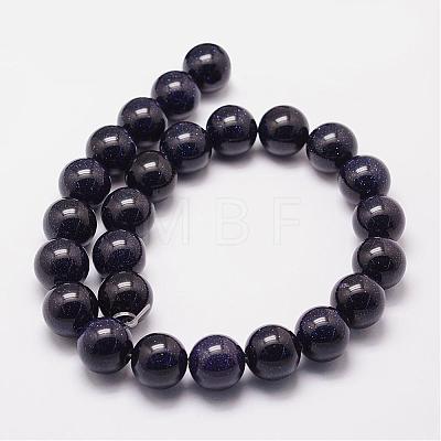 Synthetic Blue Goldstone Beads Strands G-N0178-03-12mm-1