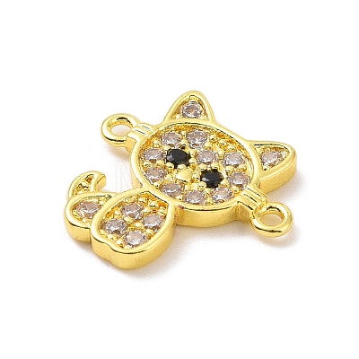 Real 18K Gold Plated Brass Pave Clear Cubic Zirconia Connector Charms KK-L209-059G-02-1
